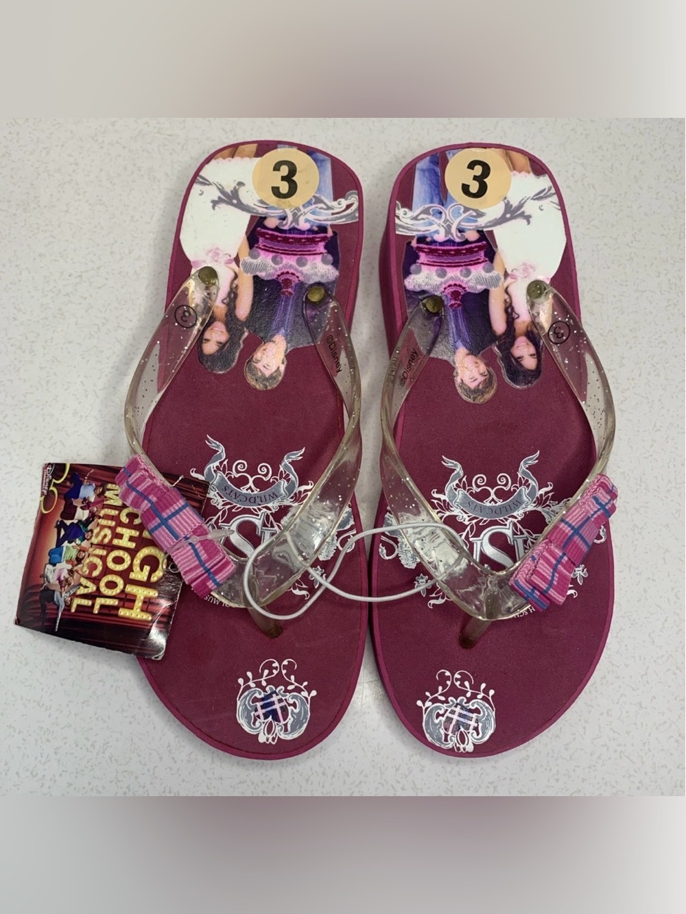 Disney High School Musical Girls Flip Flops Size 3 Rare